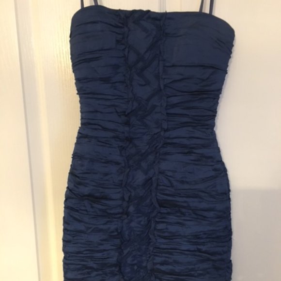 BCBG MAX AZRIA Ruched Metal Mariko Dress Cobalt Blue - Picture 2 of 4